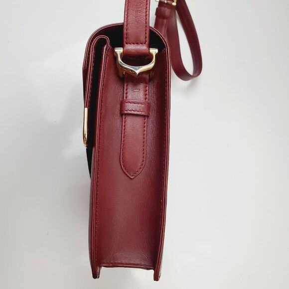 Cartier Bordeaux Shoulder Bag Double Flap Leather - Picture 6 of 16